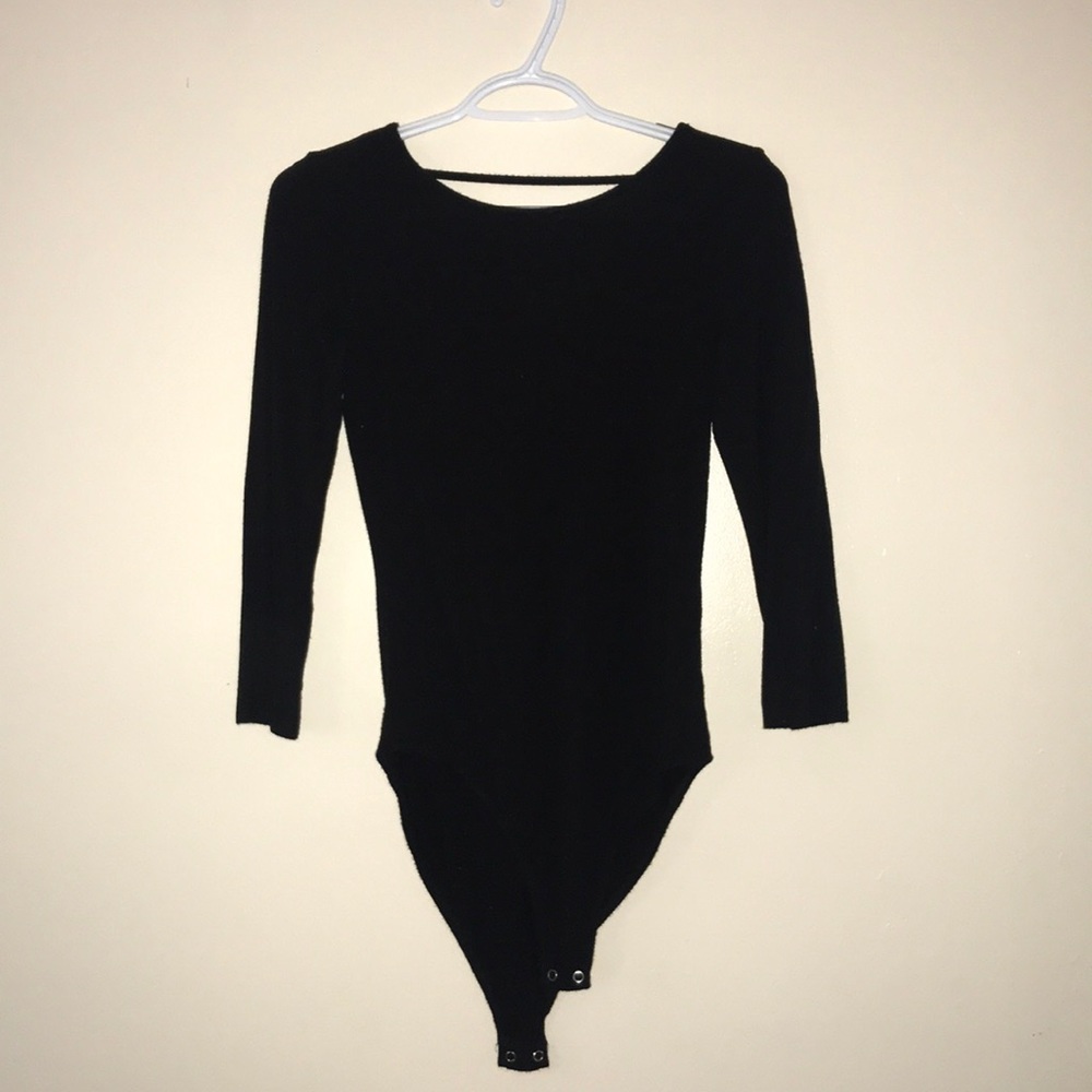 Forever 21 Black Three Quarter Sleeve Body Suit